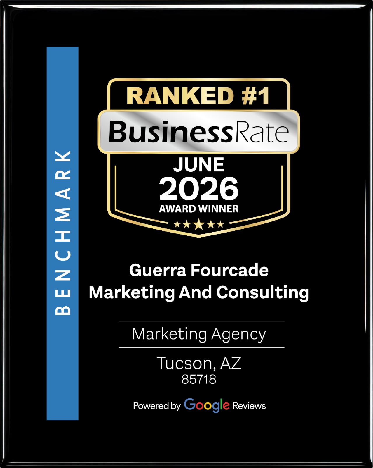BusinessRate Ranked #1 Marketing Agency in Tucson 2026 award